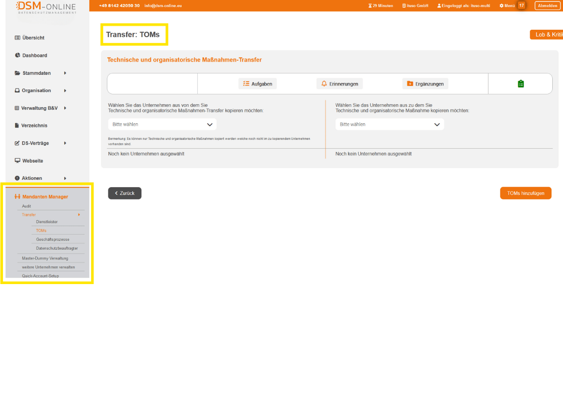 Übertragungs-Funktionalität