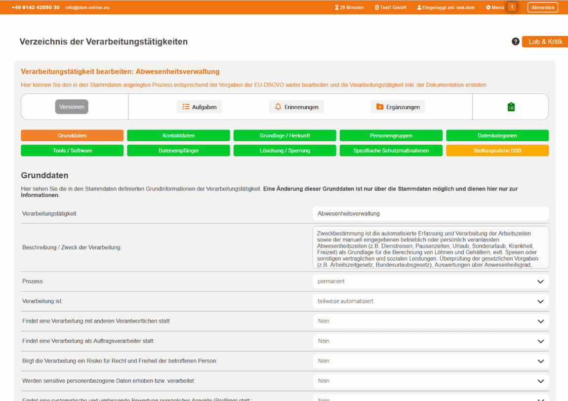 Verarbeitungsverzeichnis