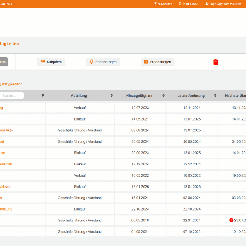 DSM-Online Verarbeitungsverzeichnis